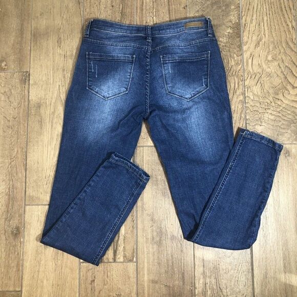 Denim Couture Red Mid Rise Distressed Blue Jeans Size 5 28X29 Skinny Frayed Rock - Picture 4 of 9
